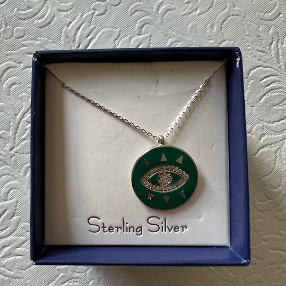 Sterling Silver Evil Eye Pendant Necklace - Picture 2 of 4
